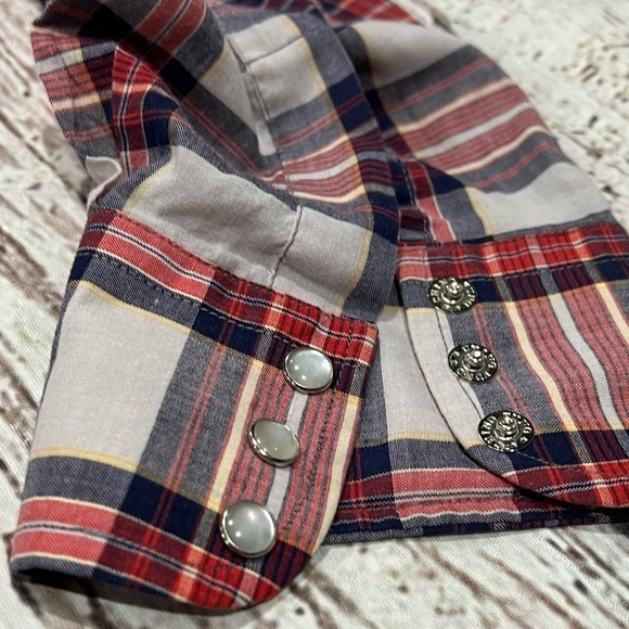 LifeTrends Plaid Western Rockabilly Cowboy Rancher Button Down Vintage Shirt - Picture 6 of 8